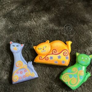 Decorative Cat Picture Holders  - Orange, Green & Lavender